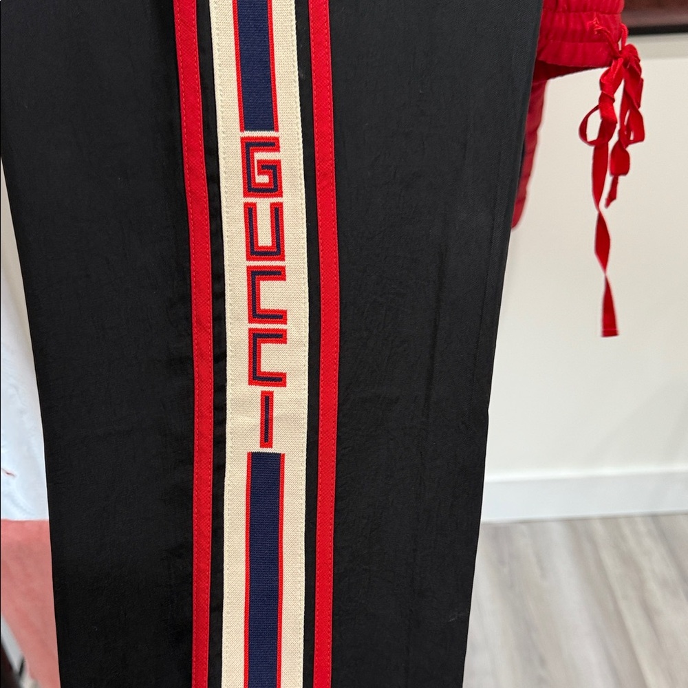 Gucci Black Trousers with Red and White Accents - Picture 2 of 5
